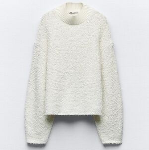 Zara Off-White Fuzzy Texture Sweater